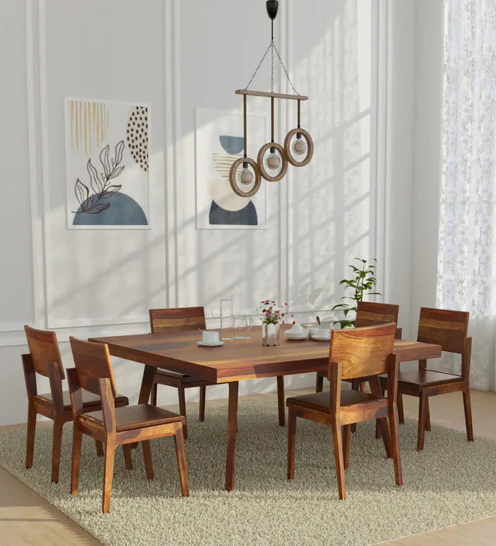 Heritage Reddish Walnut Solid Wood 6-Seater Dining Set