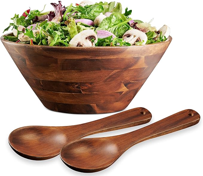 Wood Eclat Large Acacia Wood Salad Bowl Set