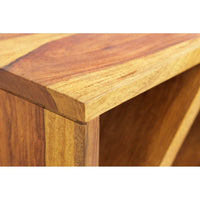 Cube End Table Solid Wood (Wine Rack, Honey Finish)