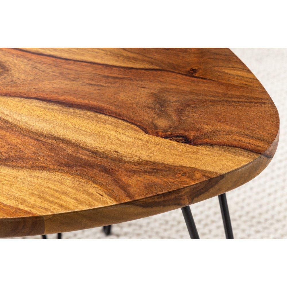 Brooks Honey Finish Oval Nested Coffee Table with Hairpin Legs