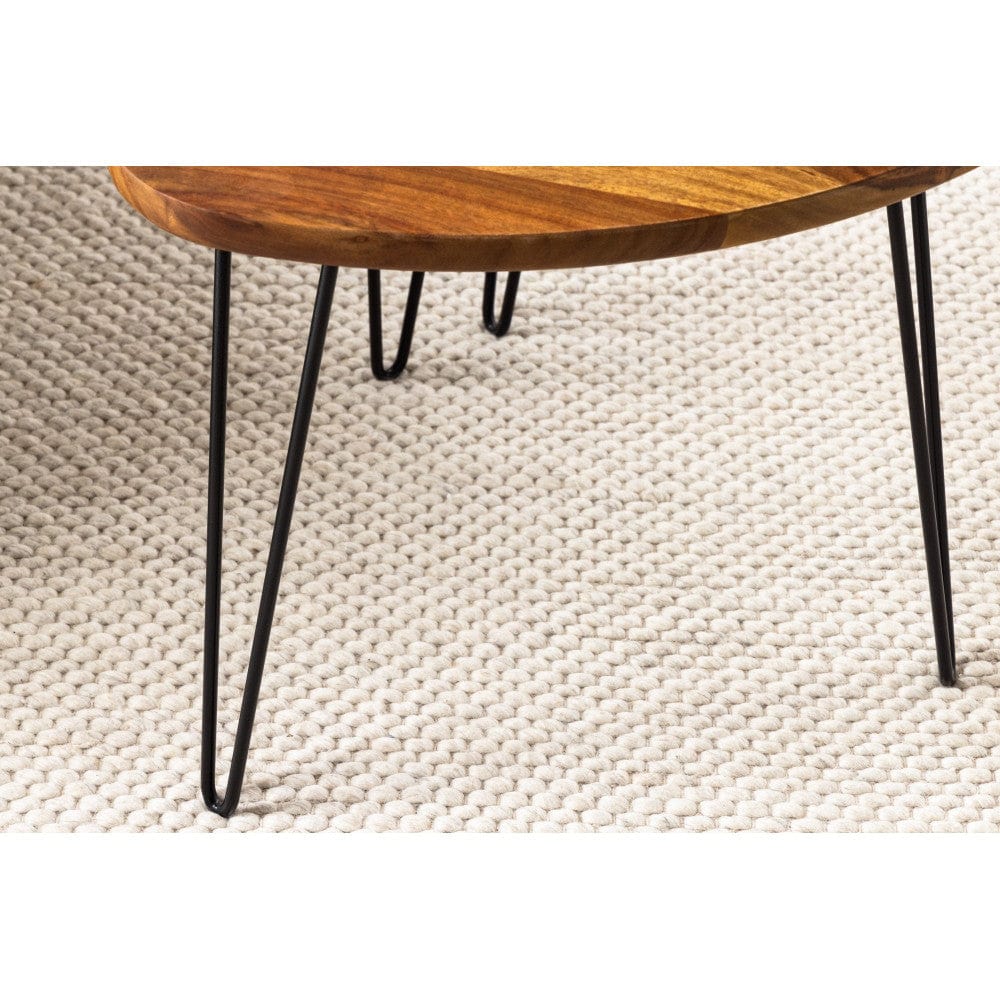 Brooks Honey Finish Oval Nested Coffee Table with Hairpin Legs