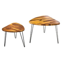 Brooks Honey Finish Oval Nested Coffee Table with Hairpin Legs