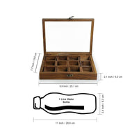 Wood Eclat Rectangle Wooden Spices Box with Spoon - Handmade Spice Organizer with 12 squares