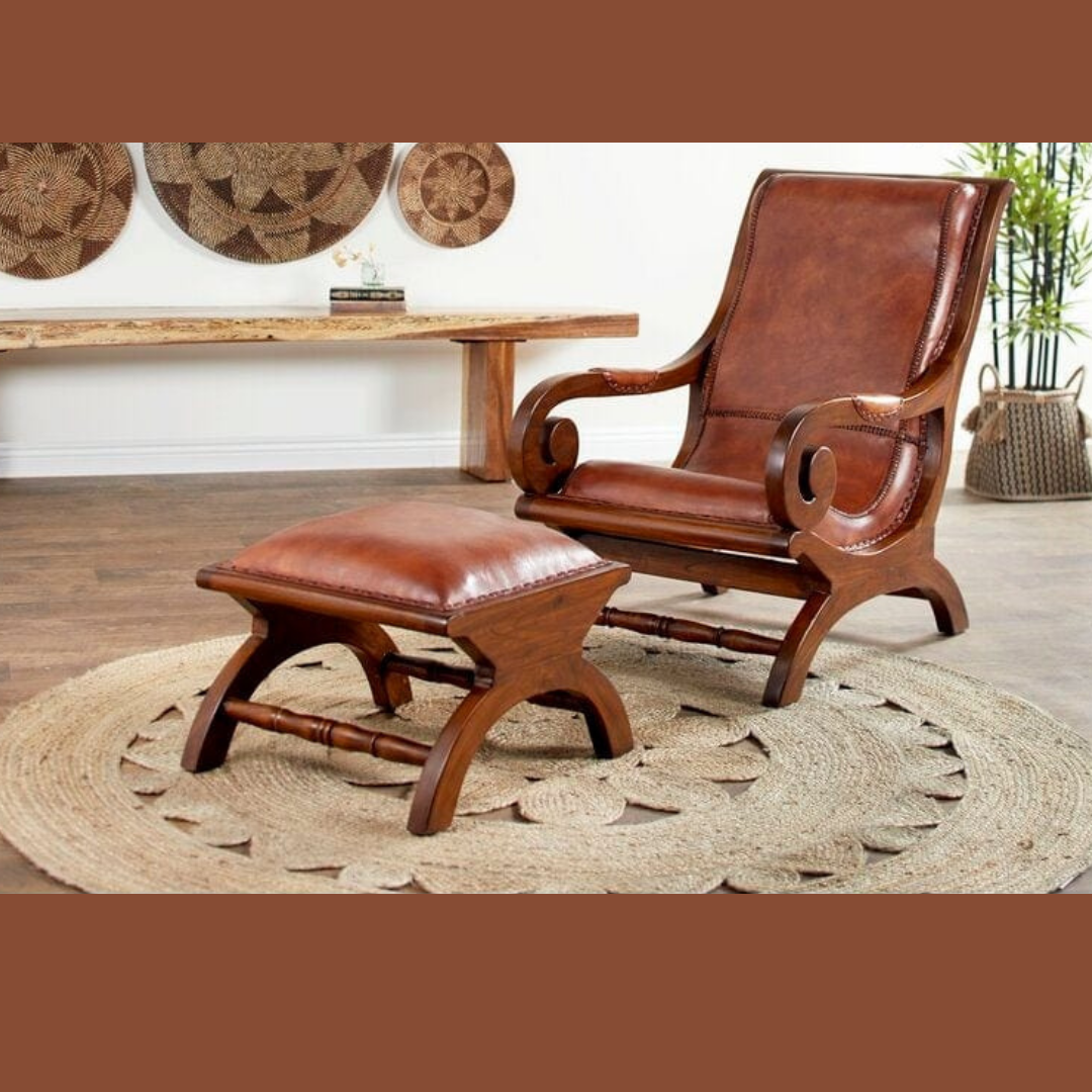 Teak chair with ottoman sale