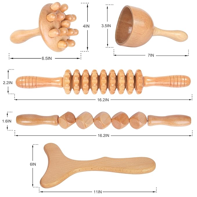 WOOD ECLAT MaderoTherapy Accessories 8-In-1  Wood Therapy Massager Kit.