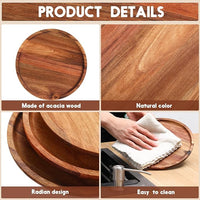 Wood Eclat 12 Pcs Acacia Wood Round Dinner Plates