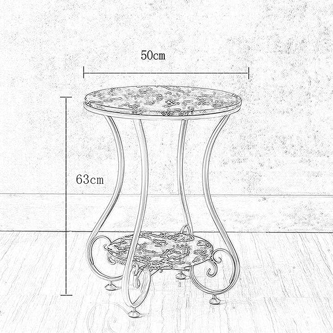 Wood Eclat Round Metal End Table - Wood Eclat Accent Table for Bedside, Sofa, Living Room, or Patio