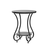 Wood Eclat Round Metal End Table - Wood Eclat Accent Table for Bedside, Sofa, Living Room, or Patio