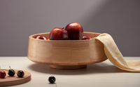 Wood Eclat Large Acacia Wood Fruit Bowl Centerpiece