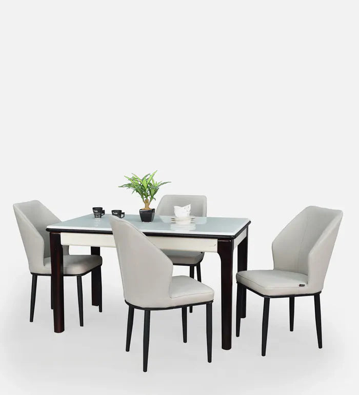 Elegant Monochrome 4-Seater Dining Set in White & Black