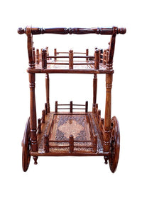 Wood Eclat Handmade Teak Wood Service Trolley