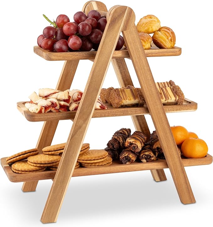 Wood Eclat 3 Tier Acacia Wood Serving Tray