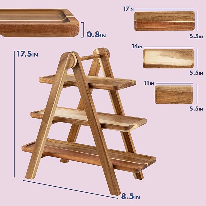 Wood Eclat 3 Tier Acacia Wood Serving Tray