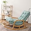 Wood Eclat Modern Teak Wood Ergonomic Rocking Chair - Ideal for Living Room, Office, Bedroom (Sky Blue