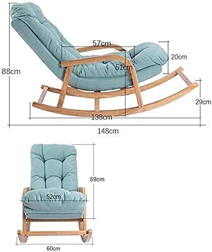 Wood Eclat Modern Teak Wood Ergonomic Rocking Chair - Ideal for Living Room, Office, Bedroom (Sky Blue