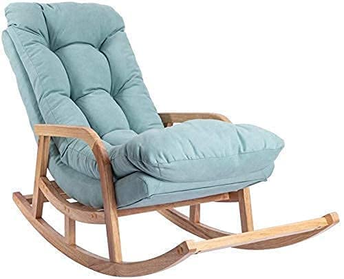 Wood Eclat Modern Teak Wood Ergonomic Rocking Chair - Ideal for Living Room, Office, Bedroom (Sky Blue