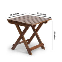 WOOD ECLAT Wooden Folding Coffee Table | Outdoor garden patio Table| Side Table