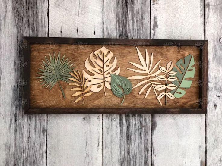 WOOD ECLAT Tropical plant leaf Wood Art.