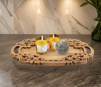 Wood Eclat 24-Inch Rustic Acacia Wood Handcrafted and Hand Engraved Serving Tray