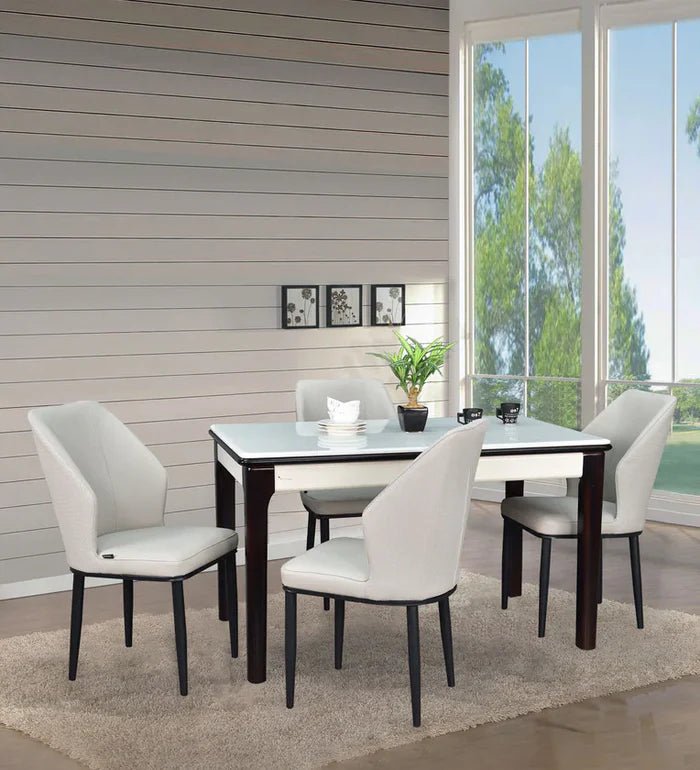 Elegant Monochrome 4-Seater Dining Set in White & Black