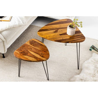 Brooks Honey Finish Oval Nested Coffee Table with Hairpin Legs