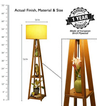 WOOD ECLAT Wooden Floor Lamp with Shelf (Fresh Yellow)