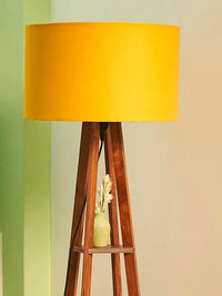 WOOD ECLAT Wooden Floor Lamp with Shelf (Fresh Yellow)