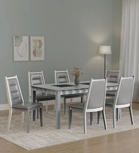 Contemporary Silver Teak Wood 6-Seater Dining Set