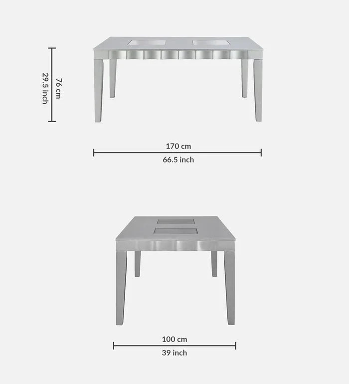 Contemporary Silver Teak Wood 6-Seater Dining Set