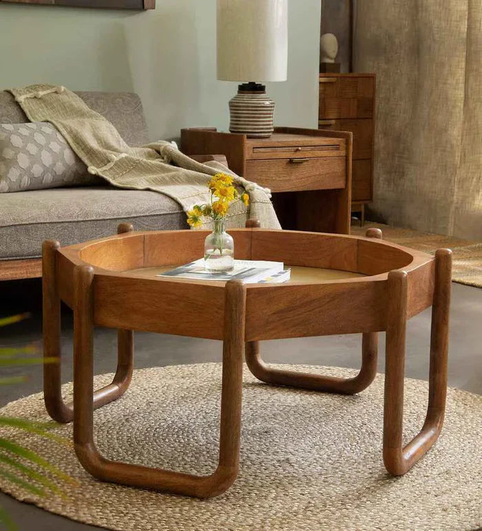 Octagon Coffee Table In Brown Color